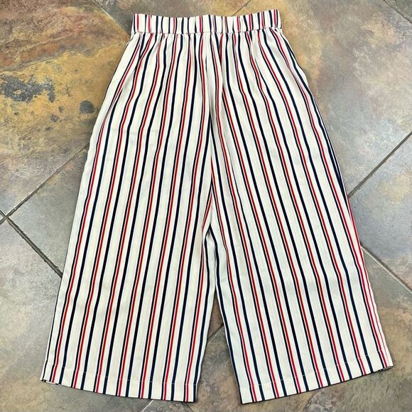 Zara Trafaluc Collection Cropped Wide Leg Striped America Pants Medium - Picture 12 of 12
